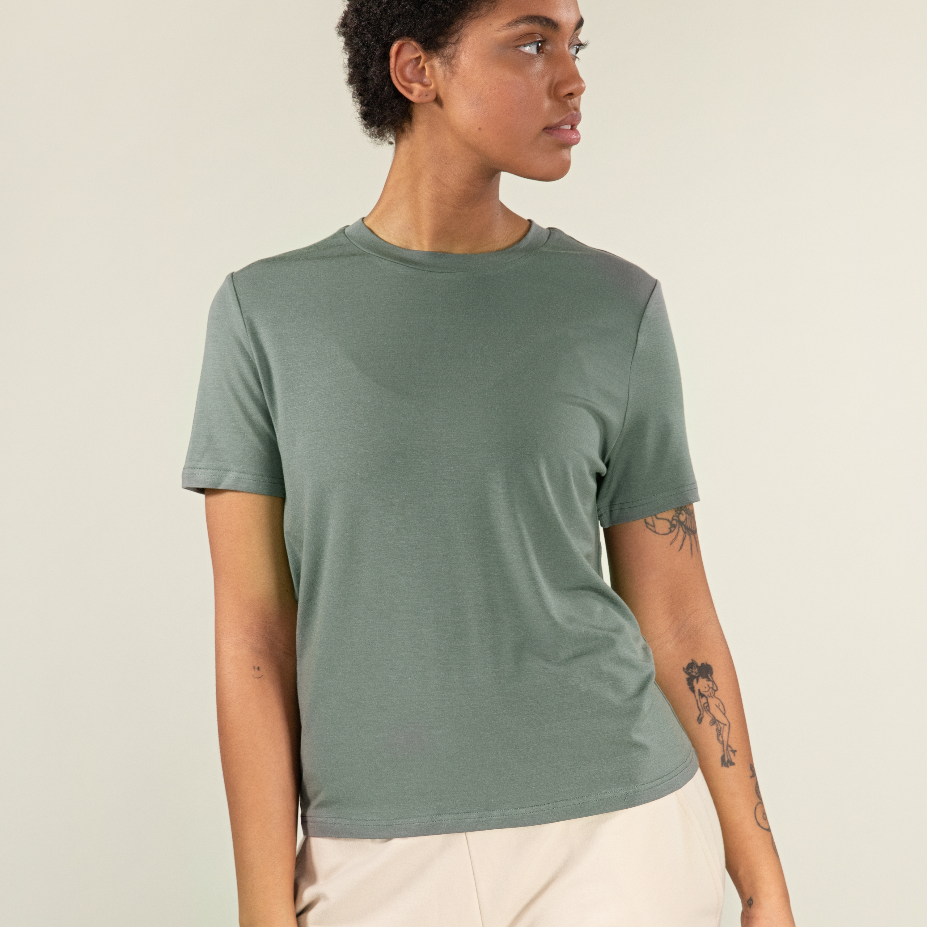 T-shirt Tencel™/Ull - Green