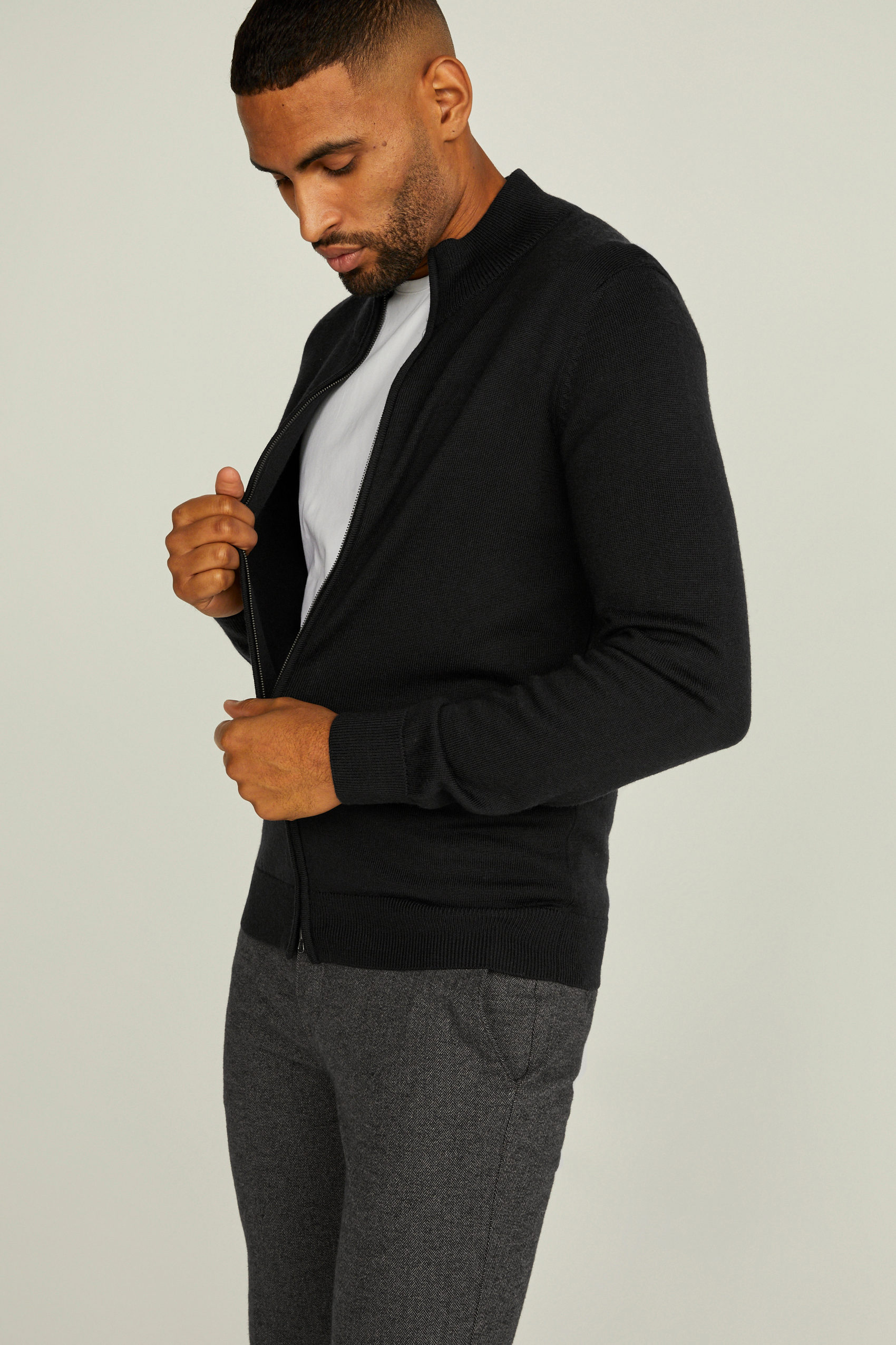 Ernst merino zip cardigan