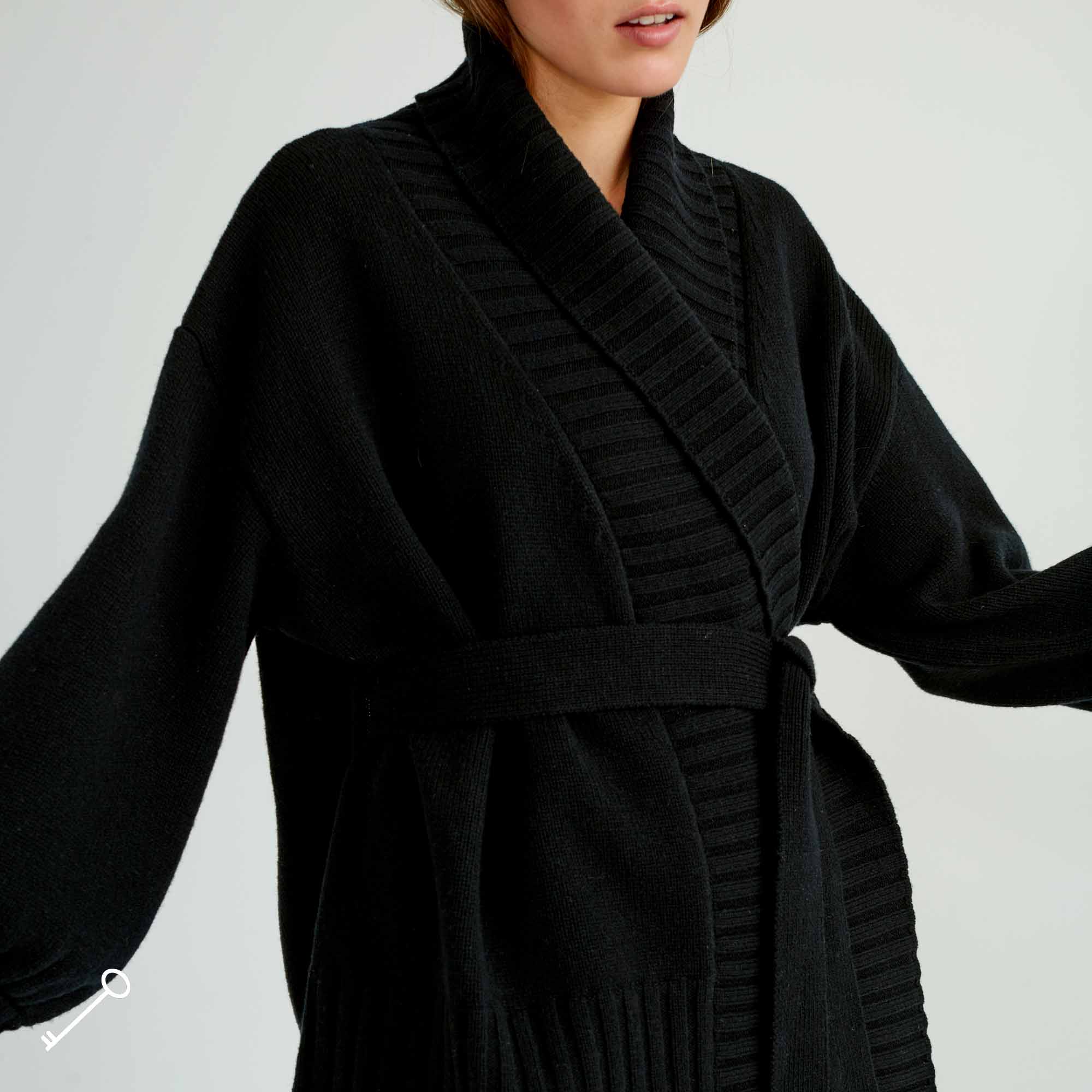 Loungewearjacka Ull Merinoull - Black
