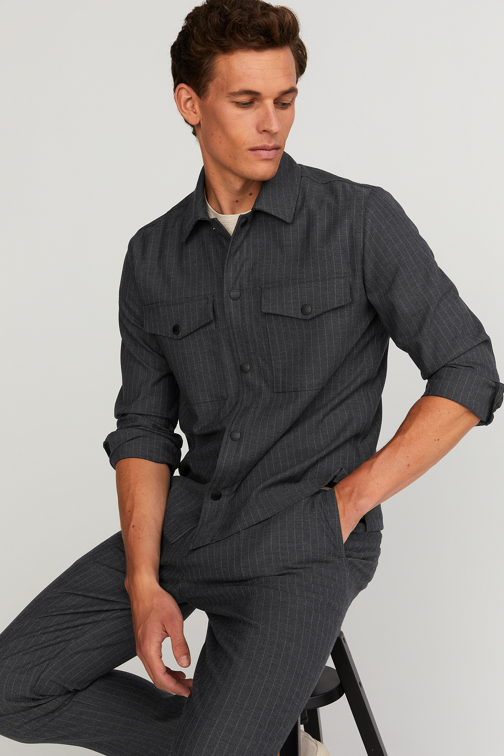 David pinstripe overshirt